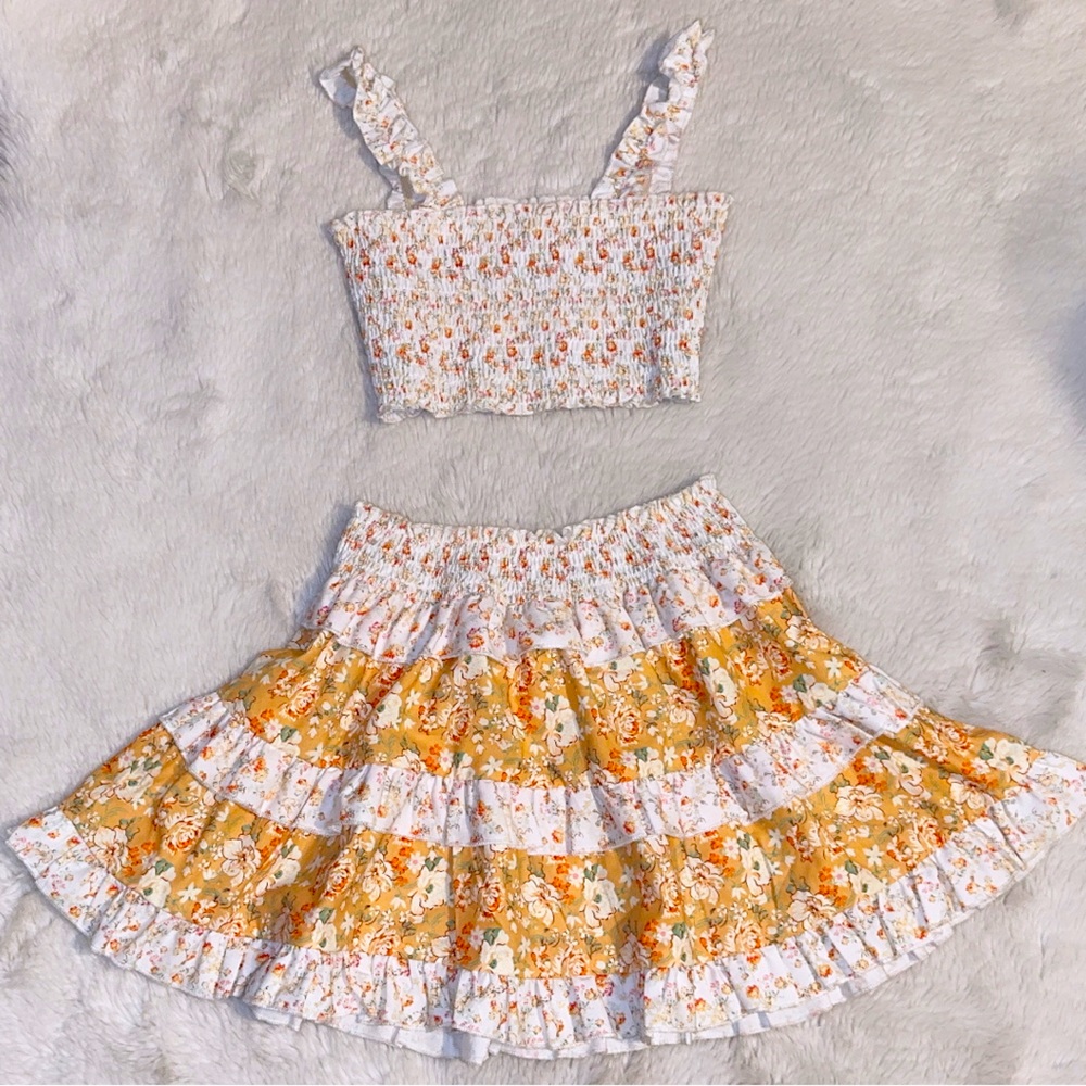 Two piece skirt and crop top set
